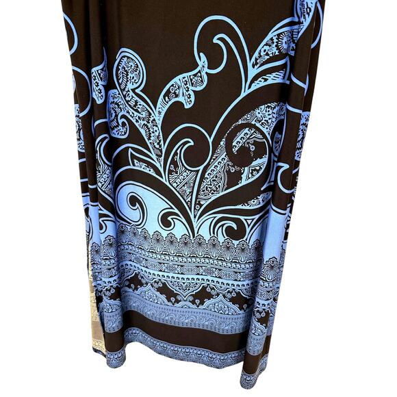 Susan Graver QVC Liquid Knit Blue Maxi Skirt Sz 2XP w/ Elastic Waist Straight - Picture 3 of 6